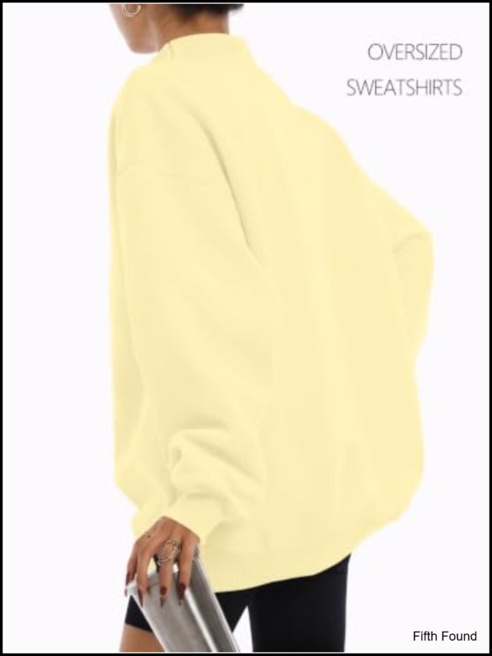 Womens Mock Neck Oversized Sweatshirt Fleece Lined Long Sleeve Pullover - Picture 3 of 5